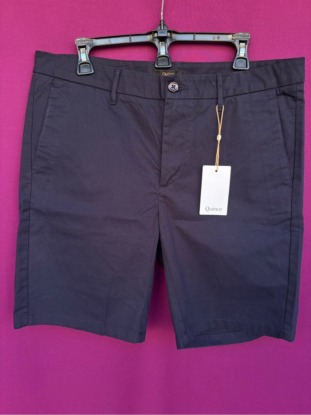 Quince Organic Cotton Classic Stretch 9” Chino Shorts Navy 34 NWT